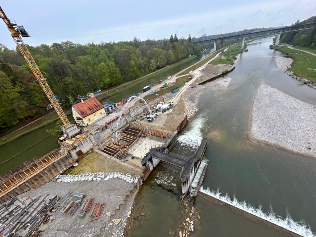 Concreting work on weir section 1