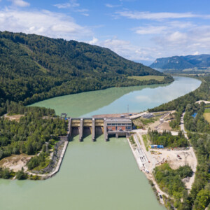 VERBUND puts Europe‘s highest fish ladder into operation at the Drava power plant Annabrücke. It allows the fish in the Drava to scale an impressive 26 metres height. Fischwanderhilfe Kraftwerk Annabrücke
