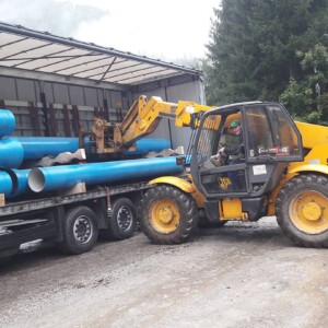 In 2017 penstock at the Köberlbach small-scale hydro-electric power station in Styria is over 1 km in length and constructed using DN400 GEOCAST pipes. KW Köberlbach Geocast