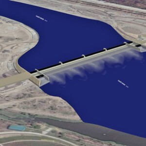 The Gomti weir (photomontage), 275m width, water filled rubber dam Gomti